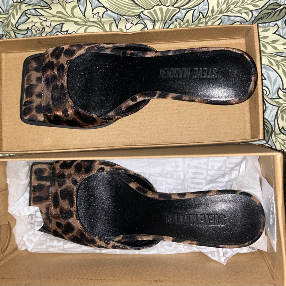 Steve Madden Brown and Black Mules with Wide Strap
